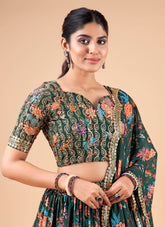 Graceful Looking Partywear Lehenga Choli in Green Colour